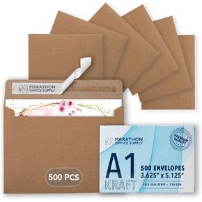 MOS A4 Invitation Envelopes – 4-1/4" x 6-1/4" White Mailing Envelopes Self Seal (500 Count) – 120GSM/ 32LB Bond Heavy Duty – For Greeting Cards, Card Making, RSVP Cards, Wedding Invites