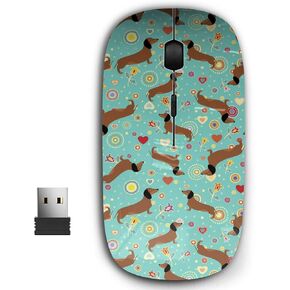 2.4G Ergonomic Portable USB Wireless Mouse for PC, Laptop, Computer, Notebook with Nano Receiver (Dachshunds)