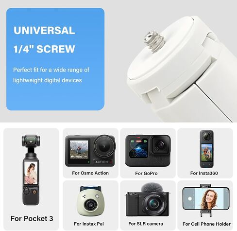 Pocket 3 Mini Tripod for DJI Osmo Pocket 3 2 1, Compact Foldable Tripod for DJI OM 4/Action 3 4/GoPro Hero 12 11/for Insta360 X4/for Instax Mini PAL with 1/4 Inch Screw Vlog Tripod - Black in Saudi Arabia