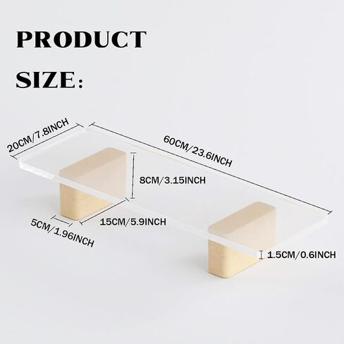 Acrylic Monitor Stand, Premium Large Acrylic Monitor Riser 23 inch, Crystal Clear Acrylic Computer Stand, Laptop Desk Stand for Home Office Printer Screen Keyboard in Kuwait