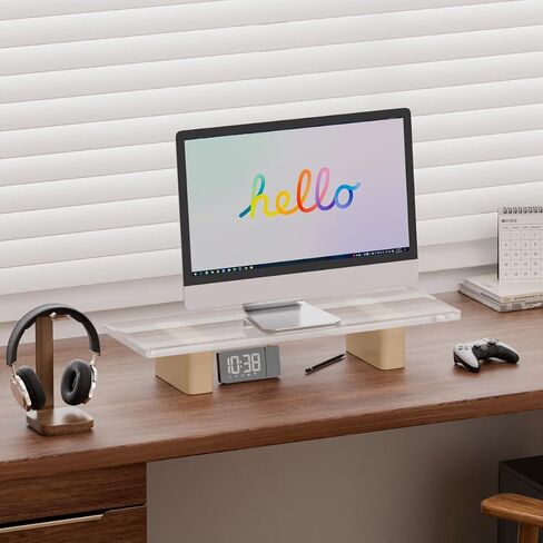 Acrylic Monitor Stand, Premium Large Acrylic Monitor Riser 23 inch, Crystal Clear Acrylic Computer Stand, Laptop Desk Stand for Home Office Printer Screen Keyboard in Kuwait