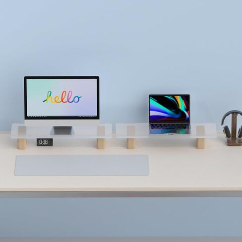 Acrylic Monitor Stand, Premium Large Acrylic Monitor Riser 23 inch, Crystal Clear Acrylic Computer Stand, Laptop Desk Stand for Home Office Printer Screen Keyboard in Kuwait