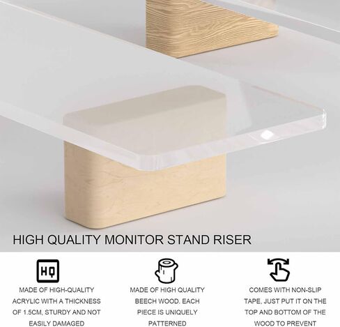 Acrylic Monitor Stand, Premium Large Acrylic Monitor Riser 23 inch, Crystal Clear Acrylic Computer Stand, Laptop Desk Stand for Home Office Printer Screen Keyboard in Kuwait