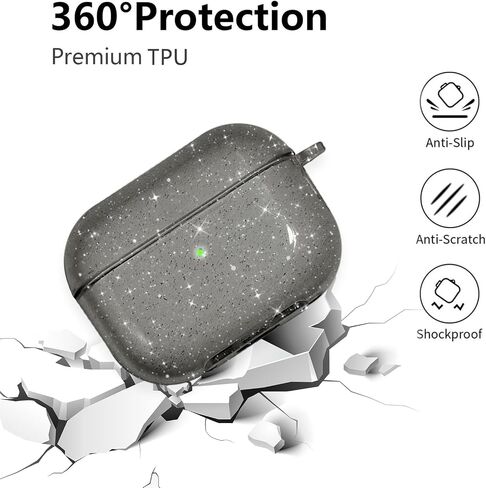 Compatible with AirPods Pro 2 Case Cover 2022, Soft TPU Case for AirPods Pro 2nd/1st Generation Case with Cute Butterfly Keychain for Girls Women (Glitter Pink) in Saudi Arabia