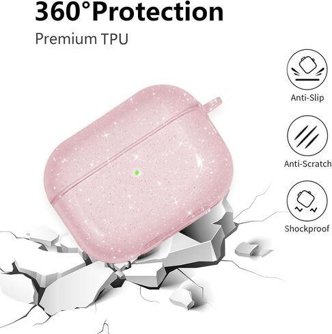 Compatible with AirPods Pro 2 Case Cover 2022, Soft TPU Case for AirPods Pro 2nd/1st Generation Case with Cute Butterfly Keychain for Girls Women (Glitter Pink) in Saudi Arabia