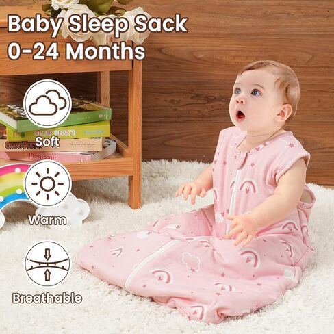 كيس نوم شتوي للأطفال من david's Kids بعمر 6-12 شهرًا، بطانية قطنية يمكن ارتداؤها 2.5 TOG للأطفال مع سحاب ثنائي الاتجاه، كيس نوم دافئ للجنسين الأولاد والبنات، مقاس متوسط، حيوانات in Kuwait