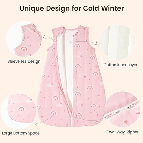 كيس نوم شتوي للأطفال من david's Kids بعمر 6-12 شهرًا، بطانية قطنية يمكن ارتداؤها 2.5 TOG للأطفال مع سحاب ثنائي الاتجاه، كيس نوم دافئ للجنسين الأولاد والبنات، مقاس متوسط، حيوانات in Kuwait
