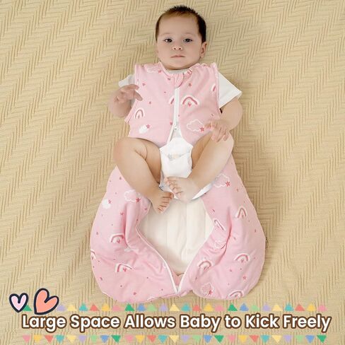 كيس نوم شتوي للأطفال من david's Kids بعمر 6-12 شهرًا، بطانية قطنية يمكن ارتداؤها 2.5 TOG للأطفال مع سحاب ثنائي الاتجاه، كيس نوم دافئ للجنسين الأولاد والبنات، مقاس متوسط، حيوانات in Kuwait