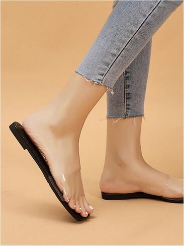 GORGLITTER Women's Clear Sandals Single Strap Open Toe Slide Shoes in Saudi Arabia