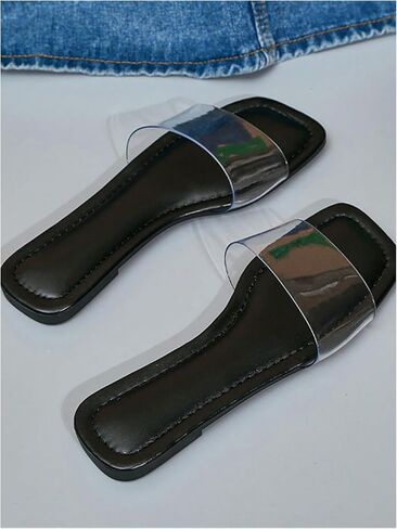 GORGLITTER Women's Clear Sandals Single Strap Open Toe Slide Shoes in Saudi Arabia