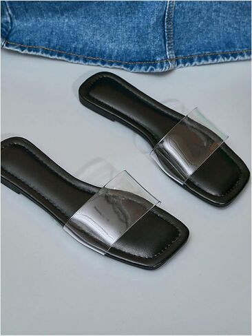 GORGLITTER Women's Clear Sandals Single Strap Open Toe Slide Shoes in Saudi Arabia