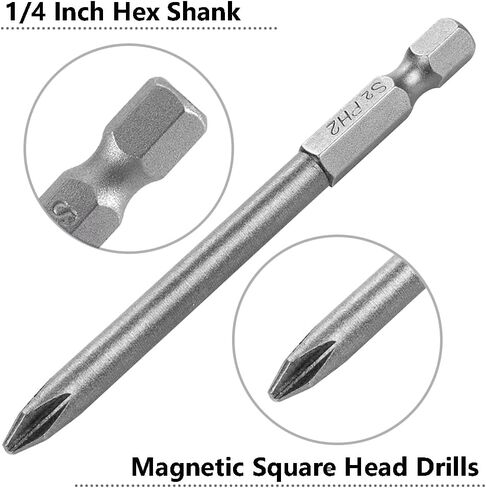 10Pcs Magnetic Slotted Phillips Screwdriver Bit Set with 1/4 Inch Hex Shank, Flat Slotted + Cross Head Drive Bits S2 Steel for Power Screwdriver Drill Impact Driver (2-inch/50mm Length) in Saudi Arabia