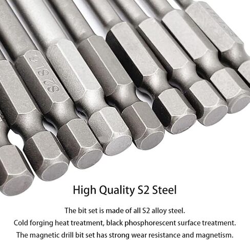 10Pcs Magnetic Slotted Phillips Screwdriver Bit Set with 1/4 Inch Hex Shank, Flat Slotted + Cross Head Drive Bits S2 Steel for Power Screwdriver Drill Impact Driver (2-inch/50mm Length) in Saudi Arabia