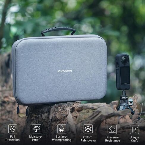 حقيبة حمل CYNOVA Insta 360 X4 لمجموعة ملحقات Insta360 X4، حقيبة سفر Insta 360 X4 صلبة متوافقة مع عصا السيلفي، حامل ثلاثي القوائم، محور الشحن، البطاريات، الملحقات الأخرى، رمادي داكن in Kuwait