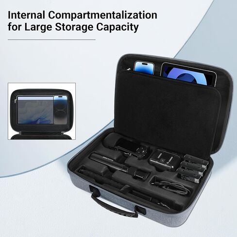 حقيبة حمل CYNOVA Insta 360 X4 لمجموعة ملحقات Insta360 X4، حقيبة سفر Insta 360 X4 صلبة متوافقة مع عصا السيلفي، حامل ثلاثي القوائم، محور الشحن، البطاريات، الملحقات الأخرى، رمادي داكن in Kuwait