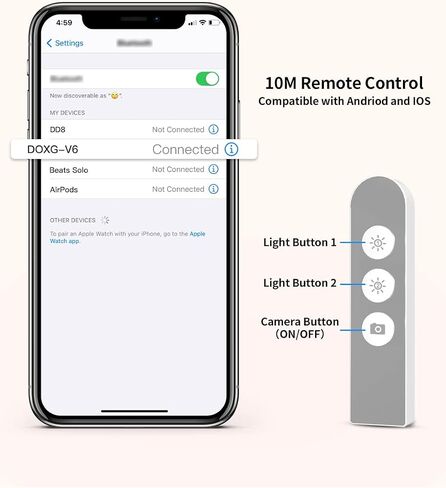 حامل سيلفي Viozon قابل للتمديد يدور 360 درجة مع حامل هاتف، مصباح LED لاسلكي قابل لإعادة الشحن وقابل للطي 7 سطوع للبث المباشر/YouTube/Tiktok/تسجيل الفيديو/التصوير الفوتوغرافي/القراءة (V6W) in Saudi Arabia