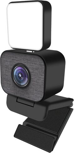 Webcam with Mini Light, Built-in Microphone, 1080P/30fps HD Video, 120° Wide Angle Camera, Low Light Correction, USB Plug and Play, Works with Zoom Teams Skype Google Meet in Kuwait