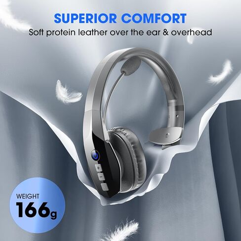 Bluetooth Headset, Wireless Headset with Noise Canceling Mic (90 Hrs) Talktime & Mute Button, Trucker Bluetooth 5.2 Single-Ear Phone Headphones for Work/Truck Driver/Office/Cellphone in Saudi Arabia