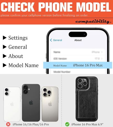 LOHASIC Wallet Case for iPhone 16 Pro Max, 6 Card Holder, Detachable Magnetic Back, Compatible with Mag-Safe, RFID Blocking, PU Leather Credit Slot ProMax Phone Cover, 6.9 Inch - Black in Saudi Arabia