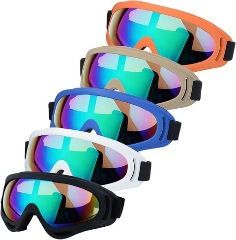 LJDJ Motorcycle Goggles - Glasses Set of 5 - Dirt Bike ATV Motocross Anti-UV Adjustable Riding Offroad Protective Combat Tactical Military Goggles for Men Women Kids Youth Adult in Kuwait