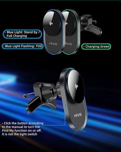 HiWe for MagSafe Car Mount Charger with Find My Built-in, Qi2-Certified Fast Charging 15W Magnetic Wireless Car Charger with Air Vent and Dashboard Mount for iPhone 16/15/14/13/12 Series, Black in Saudi Arabia