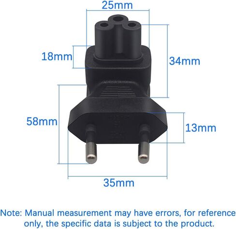 EU Plug to IEC320 C5 AC Power Converter Plug,European Standard Plug Cylindrical 2-pin to C5 3-Hole AC Power Converter,EU Male Plug to C5 Laptop Power Adapter Converter in Saudi Arabia