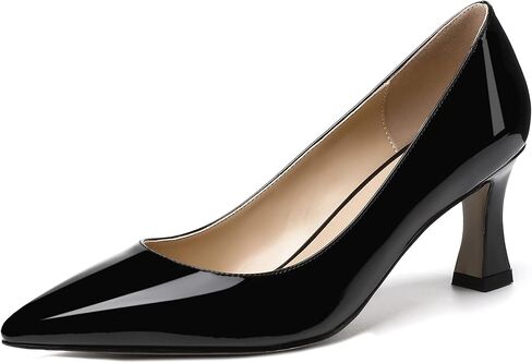 SKYSTERRY Women's Casual Office Slip On Pointed Toe Patent Spool Mid Heel Pumps Shoes 2.5 Inch in Saudi Arabia