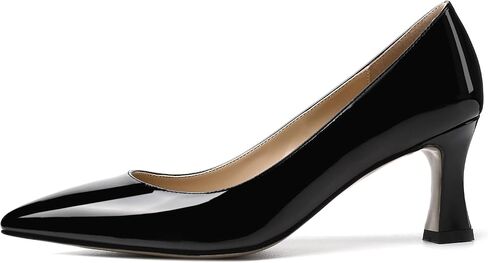 SKYSTERRY Women's Casual Office Slip On Pointed Toe Patent Spool Mid Heel Pumps Shoes 2.5 Inch in Saudi Arabia