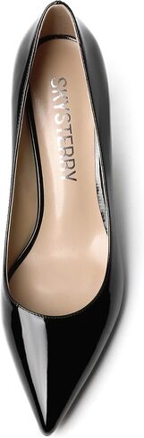 SKYSTERRY Women's Casual Office Slip On Pointed Toe Patent Spool Mid Heel Pumps Shoes 2.5 Inch in Saudi Arabia