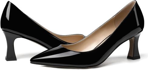 SKYSTERRY Women's Casual Office Slip On Pointed Toe Patent Spool Mid Heel Pumps Shoes 2.5 Inch in Saudi Arabia