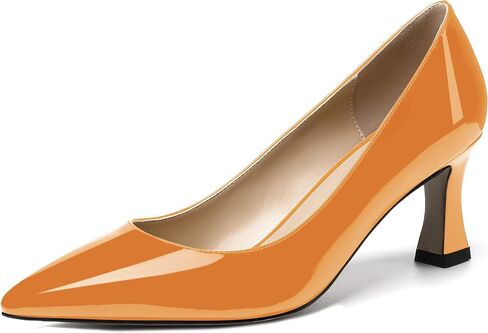 SKYSTERRY Women's Casual Office Slip On Pointed Toe Patent Spool Mid Heel Pumps Shoes 2.5 Inch in Saudi Arabia