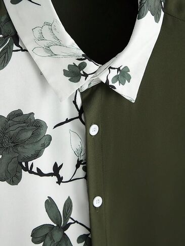 OYOANGLE Men's 2 Piece Vacation Outfits Tropical Hawaiian Button Down Shirt and Shorts Set Dark Grey XX-Large in Kuwait