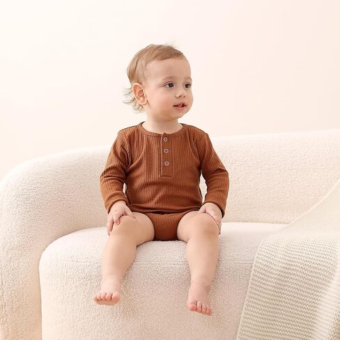 سالوبيت مضلع للأطفال الأولاد بأكمام طويلة، ملابس مضلعة لحديثي الولادة من قطعة واحدة للجنسين، 0-18 شهرًا in Kuwait