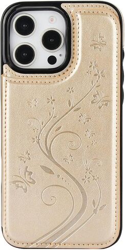 Asuwish Phone Case Compatible with iPhone 16 Pro 6.3 inch with Tempered Glass Screen Protector and Card Holder Wallet Cover Stand Flip Leather Cell Accessories i Phone16 i16 16Pro 2024 Women Golden in Kuwait