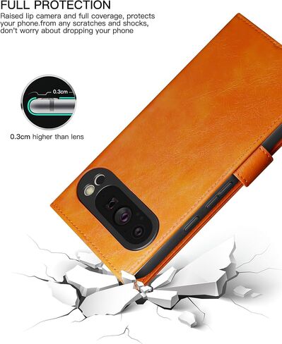 for Google Pixel 9 Pro XL(2024) Wallet Case,PU Leather Fold Case with 3 Card Slots,Strong Magnetic Clasps Kickstand Folio Phone Leather Cover for Pixel 9 Pro XL(2024),Orange in Saudi Arabia