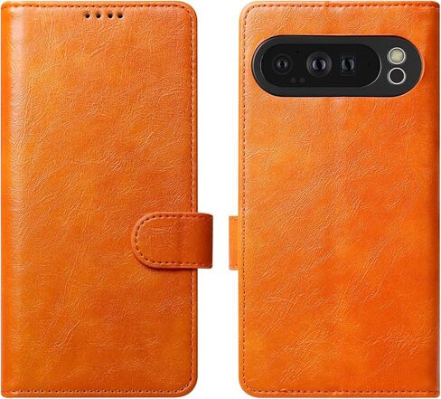 for Google Pixel 9 Pro XL(2024) Wallet Case,PU Leather Fold Case with 3 Card Slots,Strong Magnetic Clasps Kickstand Folio Phone Leather Cover for Pixel 9 Pro XL(2024),Orange in Saudi Arabia