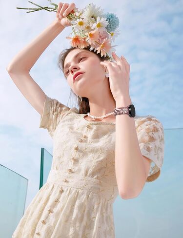 عبوتان من حزام Wearlizer المنقوش بالزهور متوافق مع ساعة Samsung Galaxy Watch 7/FE/6/5/5 Pro/Watch 4 40 مم 44 مم/ساعة 3 41 مم/أكتيف 2 باند للسيدات، لطيف بدرجتين من اللون من السيليكون الناعم الرياضي لساعة 20 مم in Kuwait