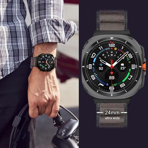 حزام حلقة جبال الألب من النايلون المتين متوافق مع ساعة Galaxy Watch Ultra 47 مم، سوار معصم رياضي سريع التركيب وحزام بديل على شكل حرف C وحلقة منفردة قابلة للتعديل متوافقة مع ساعة Galaxy Ultra للنساء والرجال in Kuwait