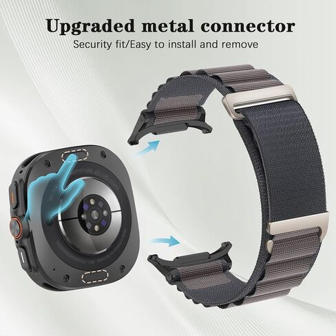 حزام حلقة جبال الألب من النايلون المتين متوافق مع ساعة Galaxy Watch Ultra 47 مم، سوار معصم رياضي سريع التركيب وحزام بديل على شكل حرف C وحلقة منفردة قابلة للتعديل متوافقة مع ساعة Galaxy Ultra للنساء والرجال in Kuwait