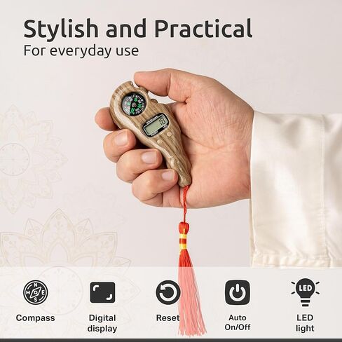 Digital Finger Tasbih with Compass & Night Light - Islamic Prayer Beads Counter, Finger Counter for Dhikr, Meditation, Relaxation, and Healing in Kuwait