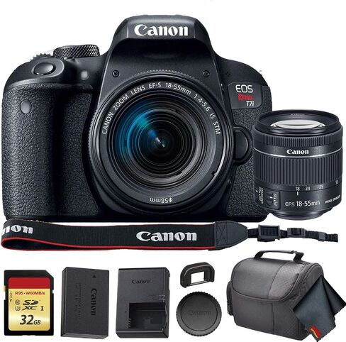 Canon EOS Rebel T7i DSLR Camera with 18-55mm Lens (USA Model) (1894C002) with 32GB Memory Card, Premium Soft Case, and More - Starter Bundle (Renewed) in Saudi Arabia