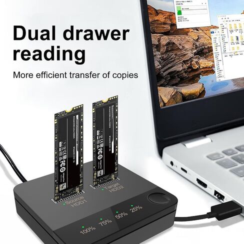 M.2 SSD Cloner Duplicator Docking Station, 1Gbps Data M.2 Duplicator, Dual Bay SSD to USB C Adapter Enclosure, Offline Clone, for 2 M.2 SATA SSD 2230 22242 2260 2280 2 in Saudi Arabia
