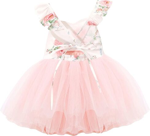 Flofallzique Baby Girls Dress Toddler Tutu Infant Floral Sundress Tulle Wedding Dress (6 Years, Wine) in Saudi Arabia