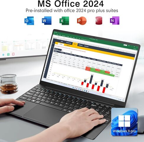 كمبيوتر محمول EYY مقاس 15.6 بوصة بنظام Windows 11 Pro، وأجهزة كمبيوتر محمولة بمعالج Intel Core i5، وذاكرة وصول عشوائي 16 جيجابايت وسعة 512 جيجابايت SSD، وMS Office 2024، وشاشة 15.6 بوصة FHD 100% sRGB 1920 * 1080، وواي فاي ثنائي النطاق، وبلوتوث، ونوع C، وم in Kuwait