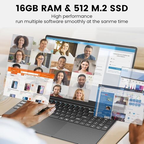 كمبيوتر محمول EYY مقاس 15.6 بوصة بنظام Windows 11 Pro، وأجهزة كمبيوتر محمولة بمعالج Intel Core i5، وذاكرة وصول عشوائي 16 جيجابايت وسعة 512 جيجابايت SSD، وMS Office 2024، وشاشة 15.6 بوصة FHD 100% sRGB 1920 * 1080، وواي فاي ثنائي النطاق، وبلوتوث، ونوع C، وم in Kuwait