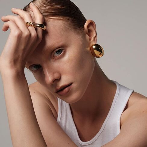 Thick Hoop Earrings Chunky Croissant Earrings Trendy Earrings for Women Girls Gifts in Kuwait