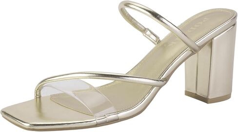 Women's Strappy Heels Clear Straps Chunky Block Mule Heeled Sandals Transparent Open Square Toe Slides Crystal Weding Dress Slippers in Kuwait