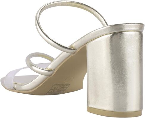 Women's Strappy Heels Clear Straps Chunky Block Mule Heeled Sandals Transparent Open Square Toe Slides Crystal Weding Dress Slippers in Kuwait