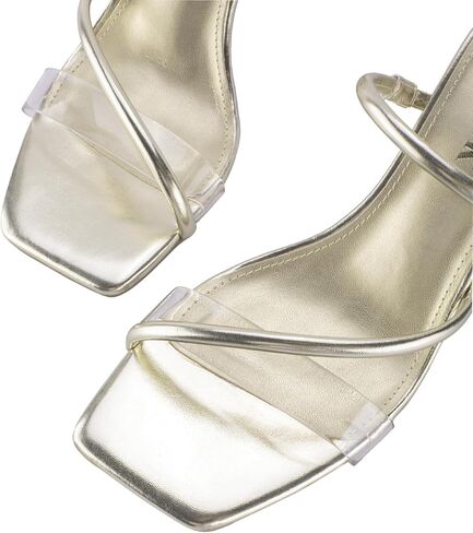 Women's Strappy Heels Clear Straps Chunky Block Mule Heeled Sandals Transparent Open Square Toe Slides Crystal Weding Dress Slippers in Kuwait
