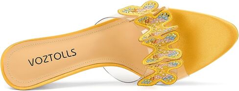 Women's Butterfly Clear High Heels Rhinestone Open Pointed Toe Stiletto Sandals Slip On Transparent Heeled Mules Wedding Dress Shoes in Saudi Arabia